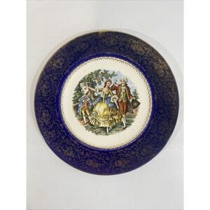 Salem China Imperial 23k gold Service Plate Blue 10.75”
